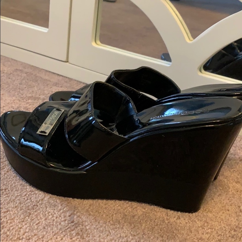 BCBGeneration Black Wedge Sandals